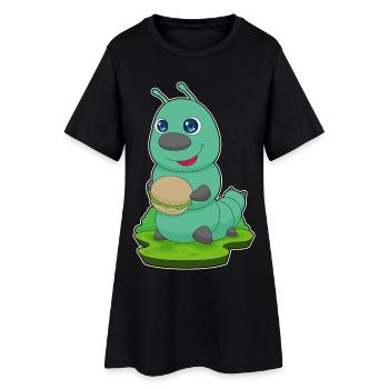 Raupe Cheeseburger - Frauen T-Shirt-Kleid - Schwarz - Vorne