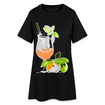 Verre à cocktail à l’orange et à la menthe - Robe T-shirt Femme - noir - Devant