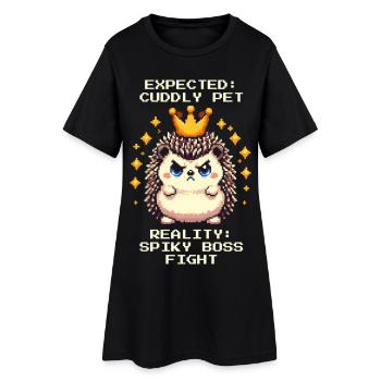 Stacheliger Bosskampf | lustiger Igel Spruch - Frauen T-Shirt-Kleid - Schwarz - Vorne
