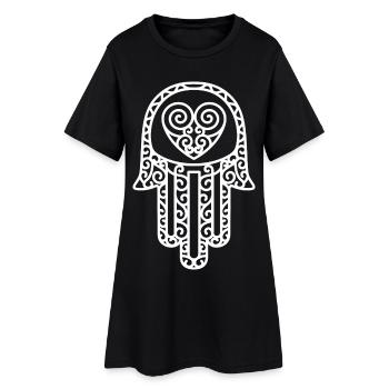 Hamsa – Hand of Fatima: Protection & Happiness - Women’s T-Shirt Dress - black - Front