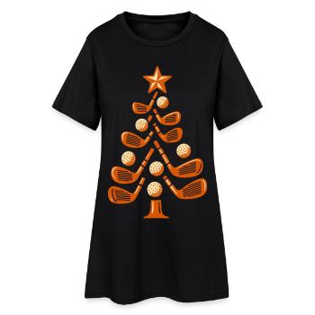 Festive Golf Club Christmas Tree Design - Women’s T-Shirt Dress - black - Front