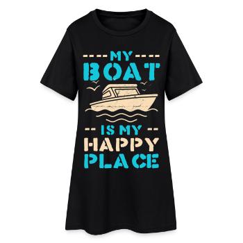 Le bateau comme lieu heureux – motif maritime - Robe T-shirt Femme - noir - Devant