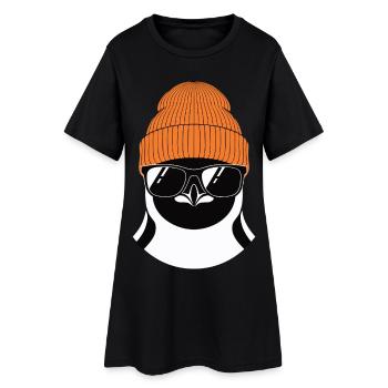Manchot cool avec chapeau d’hiver - Robe T-shirt Femme - noir - Devant