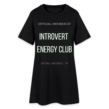 Introvert Energy Club - Lustig Social Battery Low  - Frauen T-Shirt-Kleid - Schwarz - Vorne