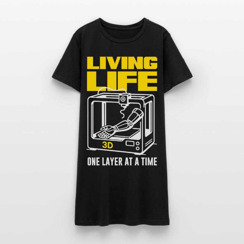 3D Printing Life Layer by Layer Printer Women’s T-Shirt Dress