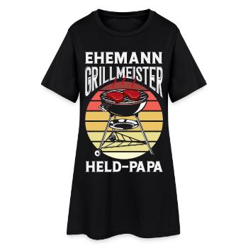 Ehemann Held Papa Vater Fleisch Grillen Bbq - Frauen T-Shirt-Kleid - Schwarz - Vorne