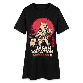 Japan Vacation Mode Dog Travel - Frauen T-Shirt-Kleid - Schwarz - Vorne
