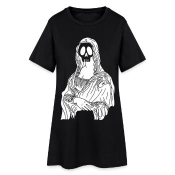 Mona Lisa Schädel (Weiß) - Frauen T-Shirt-Kleid - Schwarz - Vorne