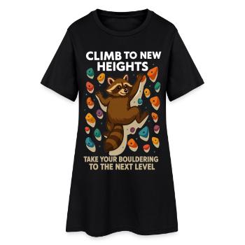 Bouldern Waschbär Motivation: Climb New Heights - Frauen T-Shirt-Kleid - Schwarz - Vorne