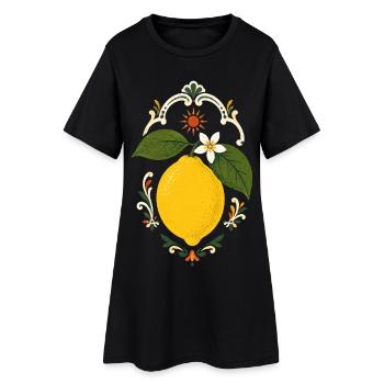 Citron italien dans le style estival - Robe T-shirt Femme - noir - Devant