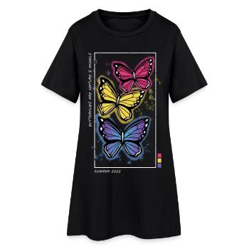 Colorful butterflies - Women’s T-Shirt Dress - black - Front