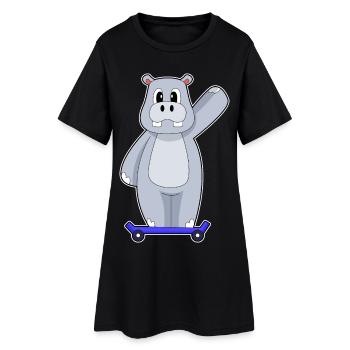 Hippo Skater Skateboard - Robe T-shirt Femme - noir - Devant