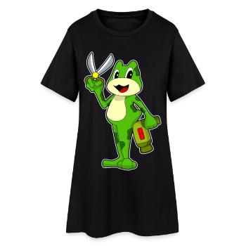 Grenouille Coiffeur Ciseaux Sèche-cheveux - Robe T-shirt Femme - noir - Devant