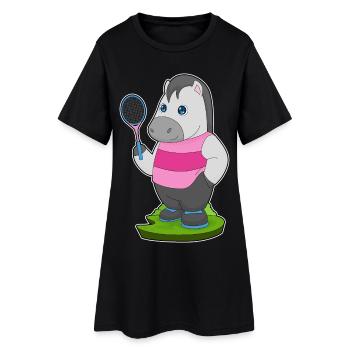 Raquette de tennis de tennis à cheval - Robe T-shirt Femme - noir - Devant