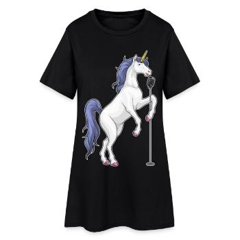 Chant du micro du chanteur licorne - Robe T-shirt Femme - noir - Devant