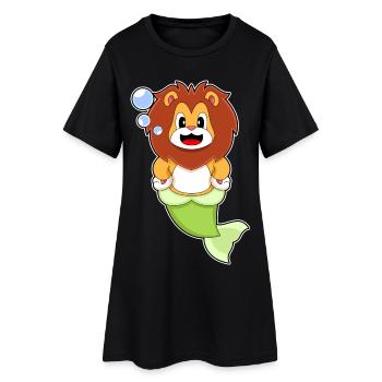 Löwe Meerjungfrau - Frauen T-Shirt-Kleid - Schwarz - Vorne