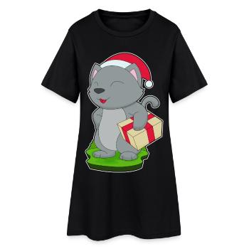 Forfait Noël chat - Robe T-shirt Femme - noir - Devant