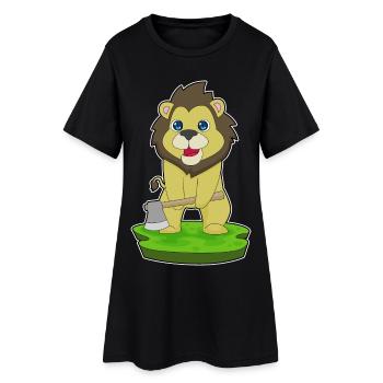 Forêt de la Hache du Lion Bûcheron - Robe T-shirt Femme - noir - Devant