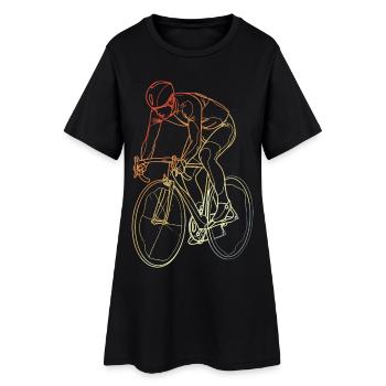 Vintage Cyclist Line Art - Women’s T-Shirt Dress - black - Front