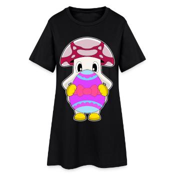 Oeuf de Pâques aux champignons - Robe T-shirt Femme - noir - Devant