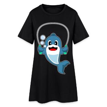 Delfin Seilspringen Springseil Fitness - Frauen T-Shirt-Kleid - Schwarz - Vorne
