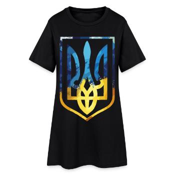 Armoiries de l’Ukraine Drapeau ukrainien Trysub Cadeau - Robe T-shirt Femme - noir - Devant