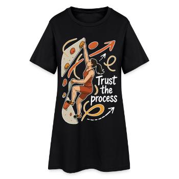 Femmes Bouldering Shirt – Faites confiance au processus - Robe T-shirt Femme - noir - Devant