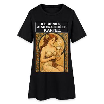 Pin-up avec un café dans le style Art nouveau - Robe T-shirt Femme - noir - Devant