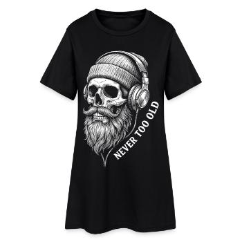 Jamais trop vieux – Crâne musical avec casque à barbe - Robe T-shirt Femme - noir - Devant