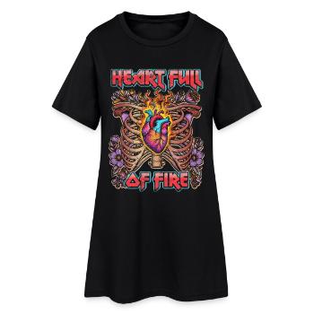 Cœur plein de feu - Robe T-shirt Femme - noir - Devant