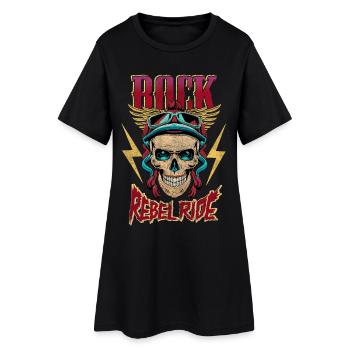 Fahrt - Frauen T-Shirt-Kleid - Schwarz - Vorne