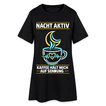 Nacht aktiv Kaffee hält mich auf Sendung - Frauen T-Shirt-Kleid - Schwarz - Vorne