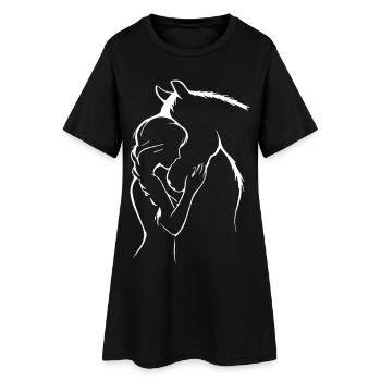 Pferd Reiterin Herz Liebe Mädchen Silhouette - Frauen T-Shirt-Kleid - Schwarz - Vorne