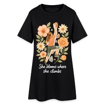 Elle fleurit là où elle grimpe - Bloc et fleurs - Robe T-shirt Femme - noir - Devant