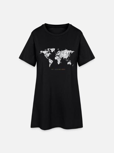 refugees welcome - Frauen T-Shirt-Kleid - Schwarz
