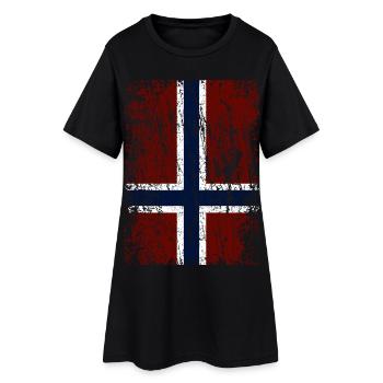 Drapeau norvégien à la verticale (foncé) - Robe T-shirt Femme - noir - Devant