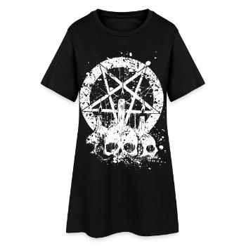 Gothic Skull - Frauen T-Shirt-Kleid - Schwarz - Vorne