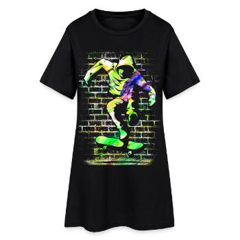 SK8R | | de skate Patineur | | de skateboard Patinage - Robe T-shirt Femme - noir - Devant