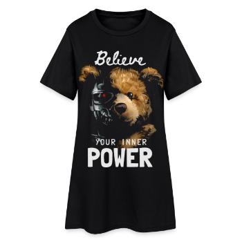 Bear with Robot Face Inner Power - Women’s T-Shirt Dress - black - Front