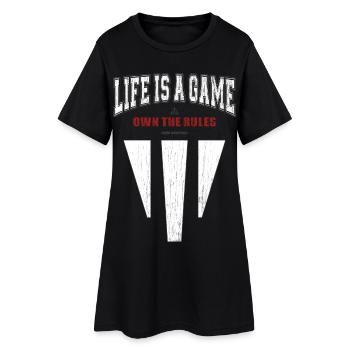 Life is a Game - Own the Rules - Frauen T-Shirt-Kleid - Schwarz - Vorne