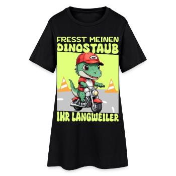 Dinosaur on Motorcycle - Women’s T-Shirt Dress - black - Front