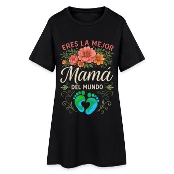 Tu es la meilleure maman du monde avec Pieds bébé  - Robe T-shirt Femme - noir - Devant