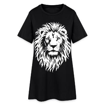 Tête de lion majestueuse en noir et blanc - Robe T-shirt Femme - noir - Devant