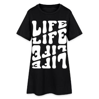Life like Letters Psychedelic - Frauen T-Shirt-Kleid - Schwarz - Vorne