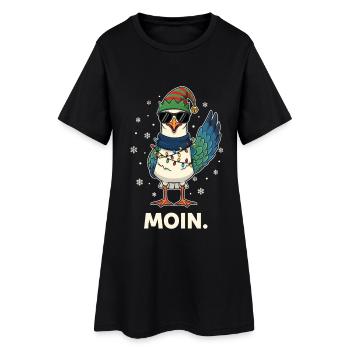 Seagull Santa Claus Christmas Fairy Lights - Women’s T-Shirt Dress - black - Front