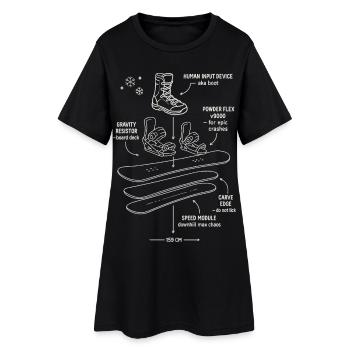 Snowboard Blueprint Funny Design - Frauen T-Shirt-Kleid - Schwarz - Vorne