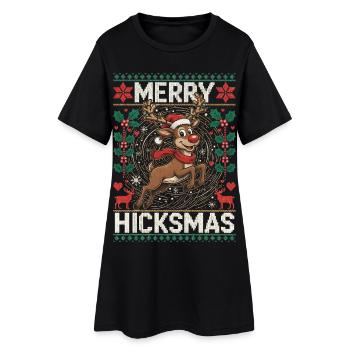 Illustration de renne de Noël - Nez rouge, Orignal - Robe T-shirt Femme - noir - Devant