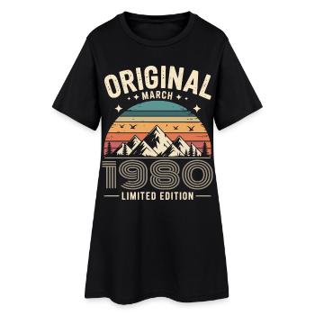 Vintage Born in March 1980 Original 46 years ago - Women’s T-Shirt Dress - black - Front