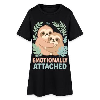 Couple paresseux – Un design mignon avec émotion - Robe T-shirt Femme - noir - Devant