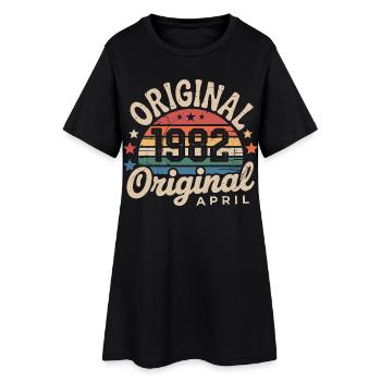 April 1982 Vintage Retro April Birthday Gift - Women’s T-Shirt Dress - black - Front